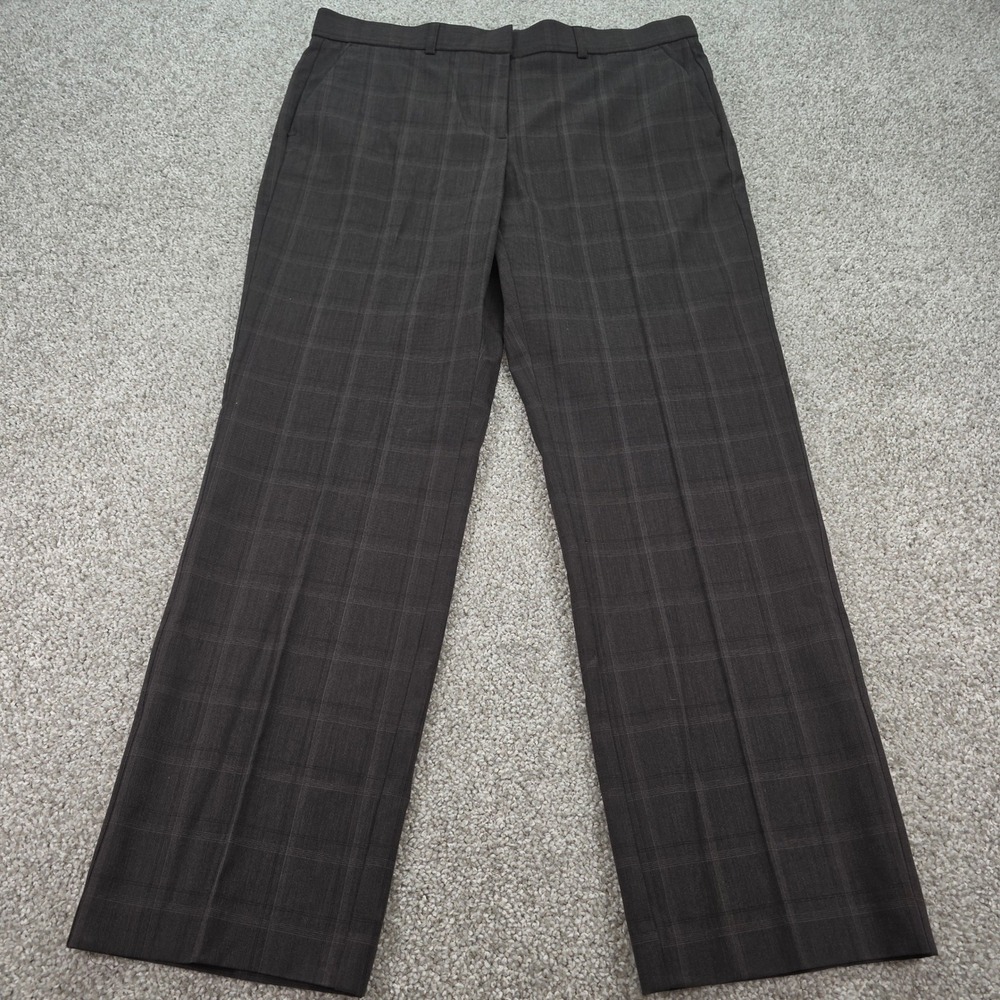 New Sag Harbor Stretch Petite Plaid Dress Pants‎ Brown Black B11234 Size 12P NWT